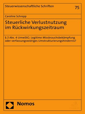 cover image of Steuerliche Verlustnutzung im Rückwirkungszeitraum